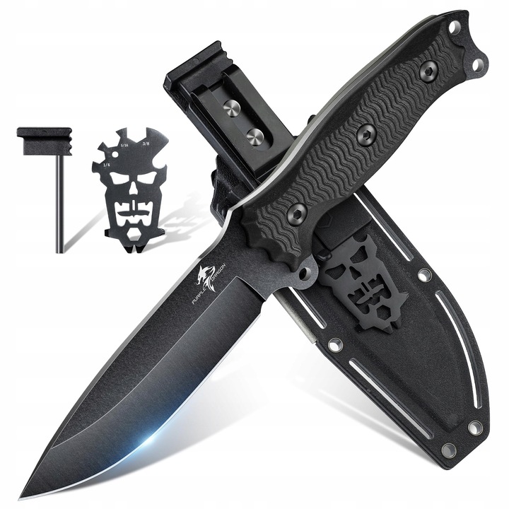 Cutit tactic Purple Dragon, D2, cu teaca negru, set complet