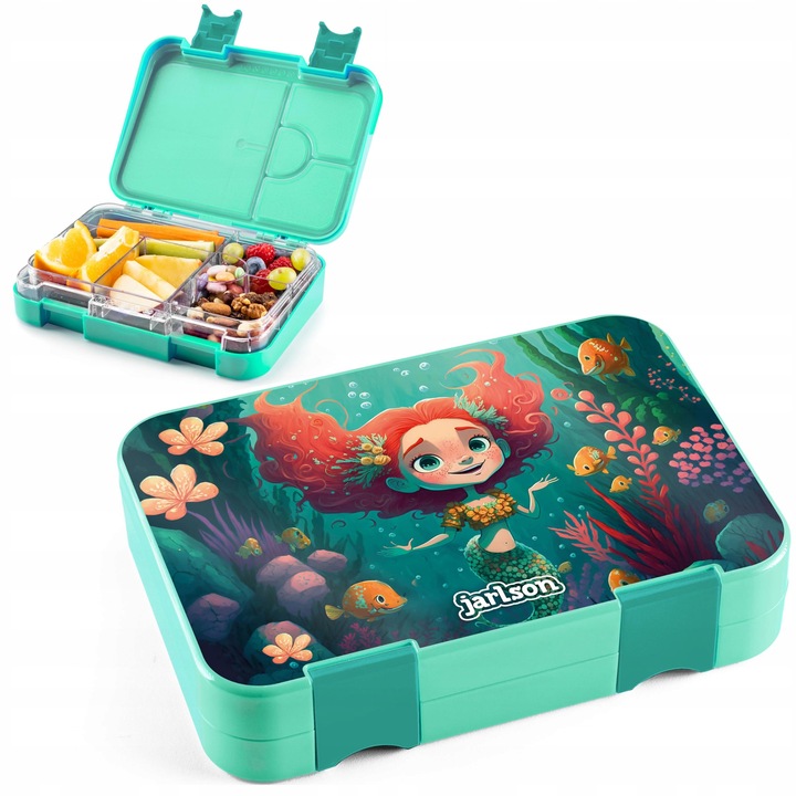 Cutie alimentara Jarlson TONI, Bento Box cu 6 compartimente, impermeabila, pentru copii, Syrenka