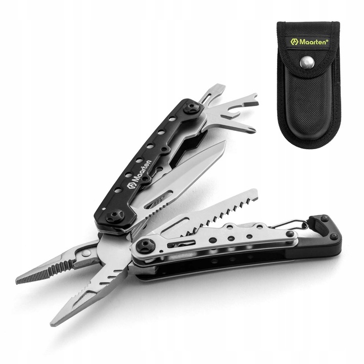Multitool 11 in 1 Maarten, otel inoxidabil, design compact, cu carabina, 333g