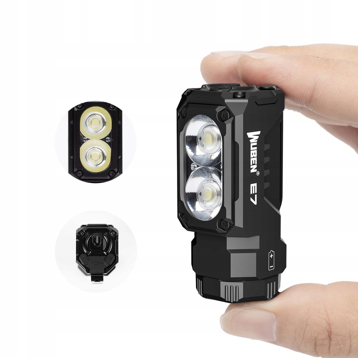 Lanterna EDC Wuben E7, 1800 lumeni, 6 moduri, IP68, incarcabila, mini