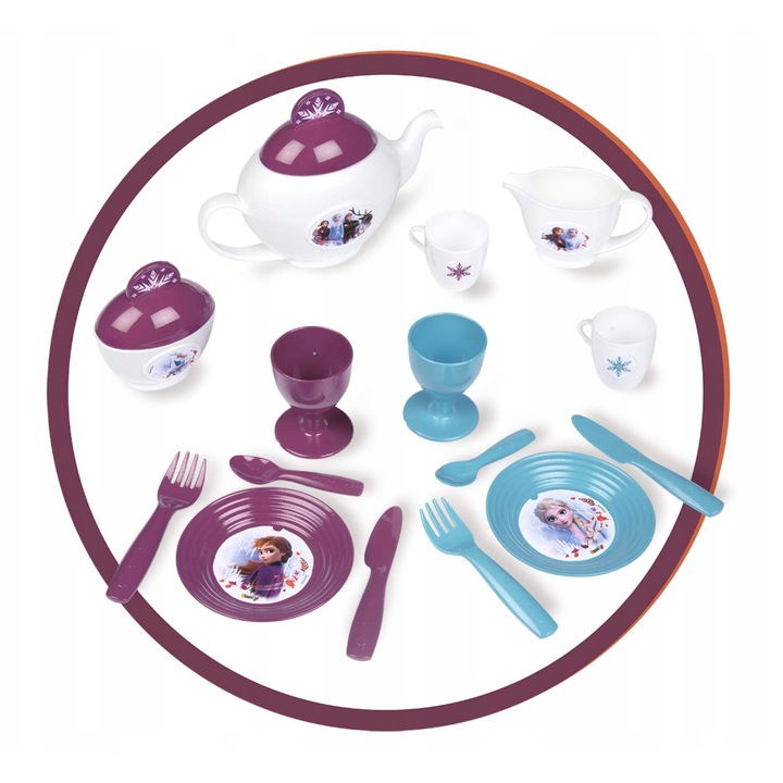 Set de ceai Smoby Frozen 2 cu tava, 34x27x8.5cm, pentru copii de la 3 ani