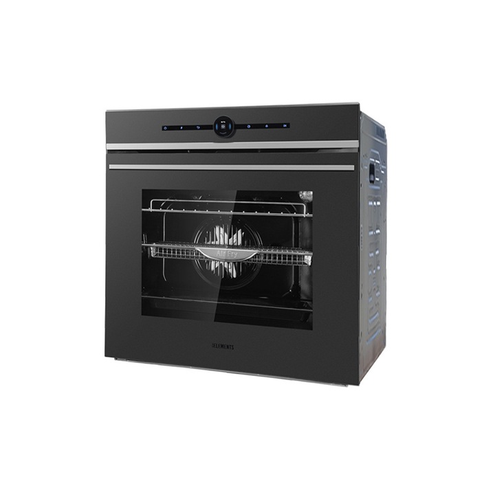 KB ELEMENTS beépíthető sütő, 73L, 3000W, TFT kijelző, 15 funkció, Air Fryer, forgónyárs, légkeverés, Aqua Clean, digitális vezérlés, A+ energiaosztály, fekete inox