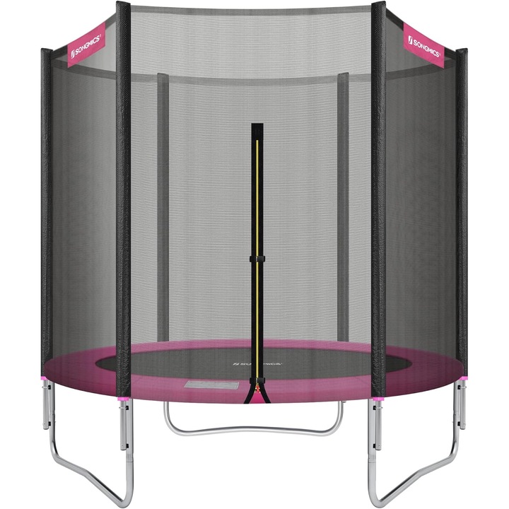 SONGMICS Trambulina pentru copii cu plasa de protectie exterioara, diametru 183 cm, 100 kg, roz