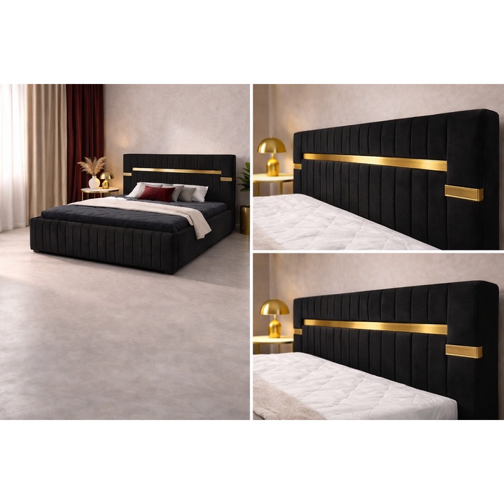 Pat Tapitat Velvet Negru