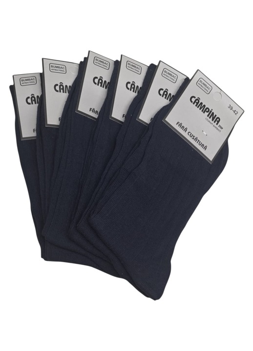 campina Set 6 piese sosete barbatesti din bumbac, fara cusatura, textura reiata 43-46, Bleumarin, 43-46
