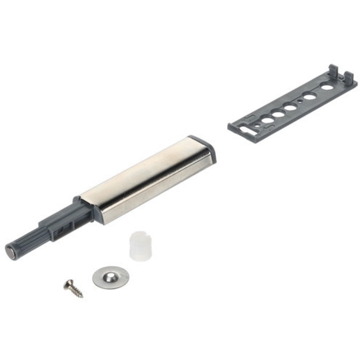 Opritor de usa exterior cu magnet, Riex, nk35, 79mm, metal + plastic, deschidere fara maner, mecanism cu magnet, instalare usoara, argintiu, surub de expansiune + surub