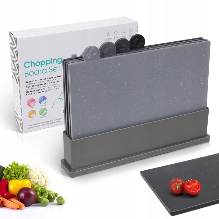 Комплект кухненски дъски за рязане Masthome 4 части, нехлъзгащи се, 34x26см, многоцветни, без BPA