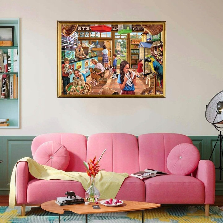 Puzzle pentru adulti, 500 elemente, tematica magazin zoologic, 52x38 cm