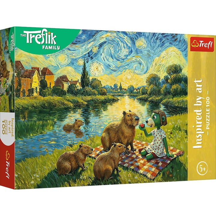 Puzzle Trefl, 100 piese, familie Treflik, multicolor, 25x35cm