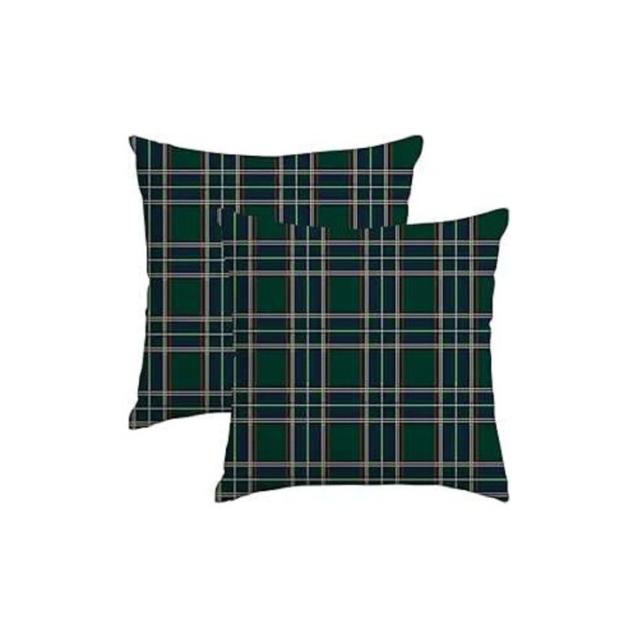 Set de 2 fete de perna decorative in carouri, CE, verde, 45x45cm