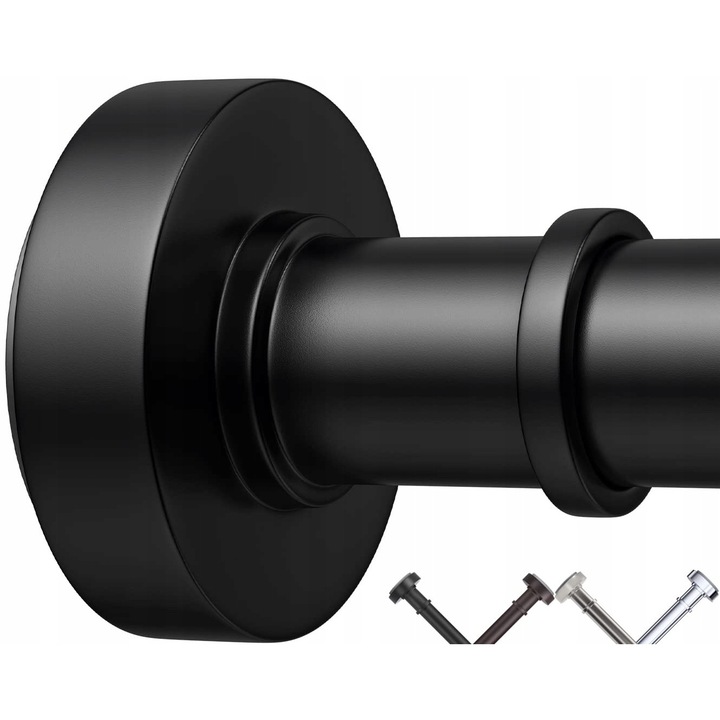 Suport pentru perdele de dus, 45-182 cm, negru mat, antiderapant, reglabil, fara gaurire