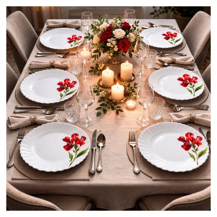 SABRINA Set de 6 farfurii Desert Opal Red 19 cm – Design Elegant Rosu, Modern si Rezistent