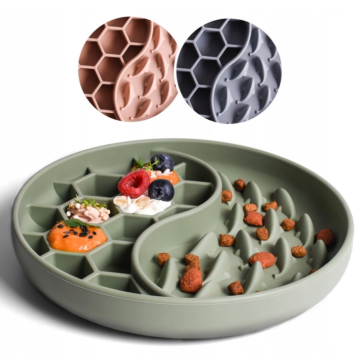 Neno csúszásgátló tál, nyalószőnyeggel, zsályazöld, 0,2 l