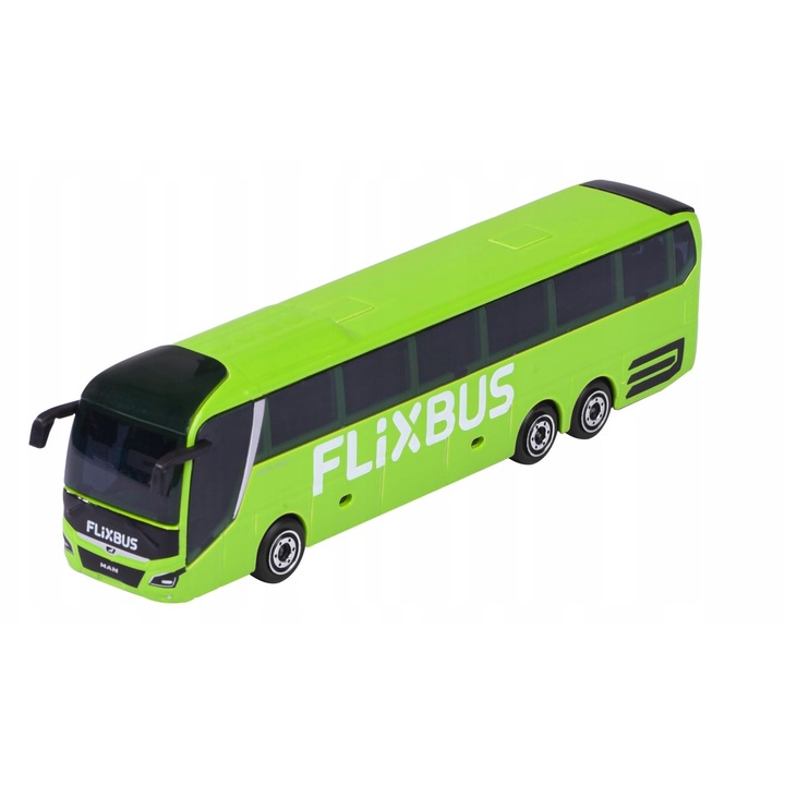 Autobuz de jucarie, Majorette, MAN Lion's Coach, 13cm, cu imprimare Flixbus