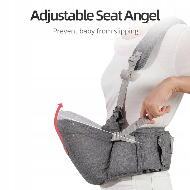 Marsupiu ergonomic pentru bebelusi, Sunveno, cu curea reglabila, 2 buzunare, gri, pana la 20 kg