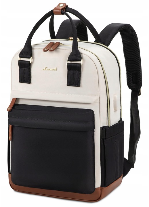 Rucsac Dama LOVEVOOK, 15,6", waterproof, 43x29x18cm, alb/negru, 22 litri