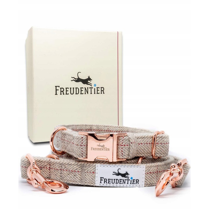 Set zgarda si lesa Freudentier, 41-63cm, bej/roz, usor de intretinut