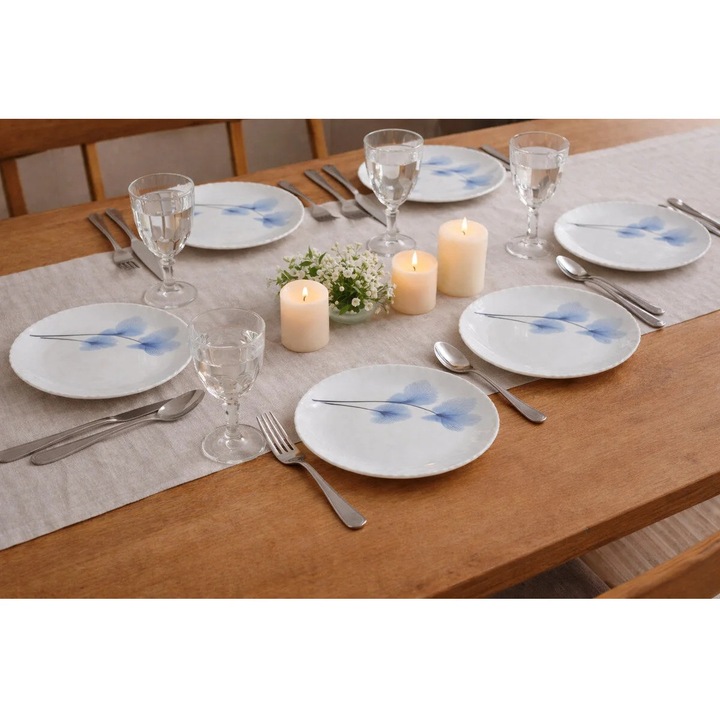 OPAL Set 6 Farfurii Desert Fairy Blue 19 cm – Model Floral Albastru, Eleganta si Rezistenta