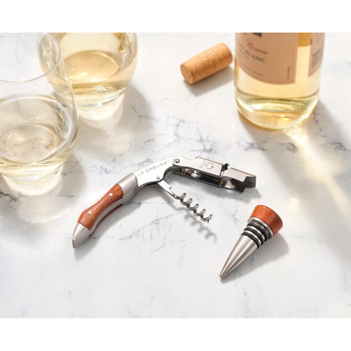 Тирбушони и тапи, Le Creuset, комплект тирбушон и тапа, пластмаса и дърво, 12.2x3.2x1.5см, цветен