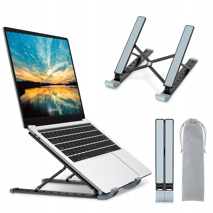 Suport laptop, 9 niveluri de inclinare, negru, 24x5,2x2,5cm