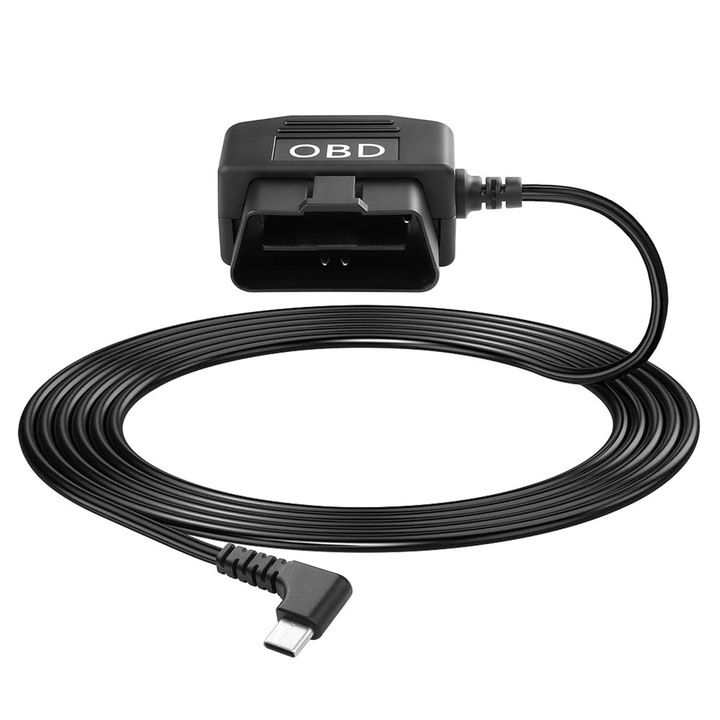 Автомобилна видеорегистраторна камера, Garsonal®, OBD, захранващ кабел с USB интерфейс, захранващ адаптер за 24-часово паркиране, задна