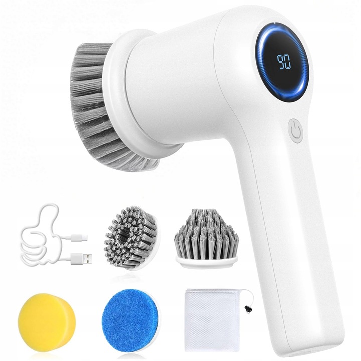 Perie electrica 4 capete, 2000 mAh, 280-380 rpm, IPX7, pentru curatare