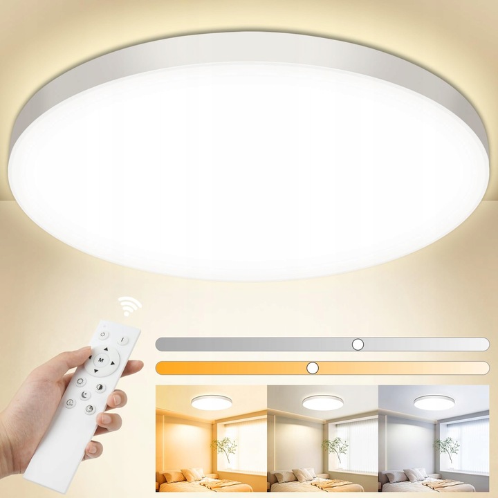 LED плафон OUILA, димируем, 24W, 3000K~6500K, IP44, O28cm, комплект с дистанционно управление