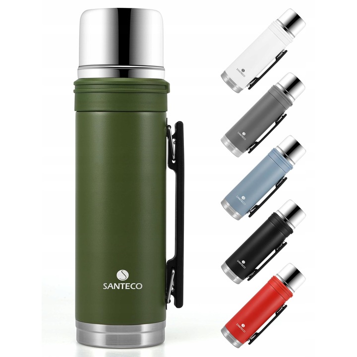 Termos Santeco 1L, inox, verde, 8,5x8,5x31cm, 640g