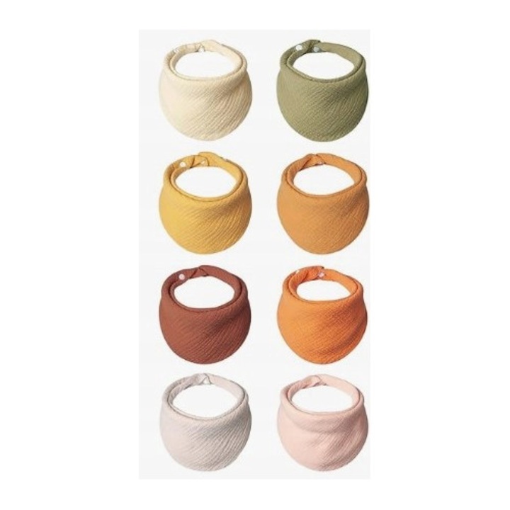 Set 8 bavete pentru bebelusi, Lulu moon, muslin, 100% bumbac, multicolor, 29x29cm