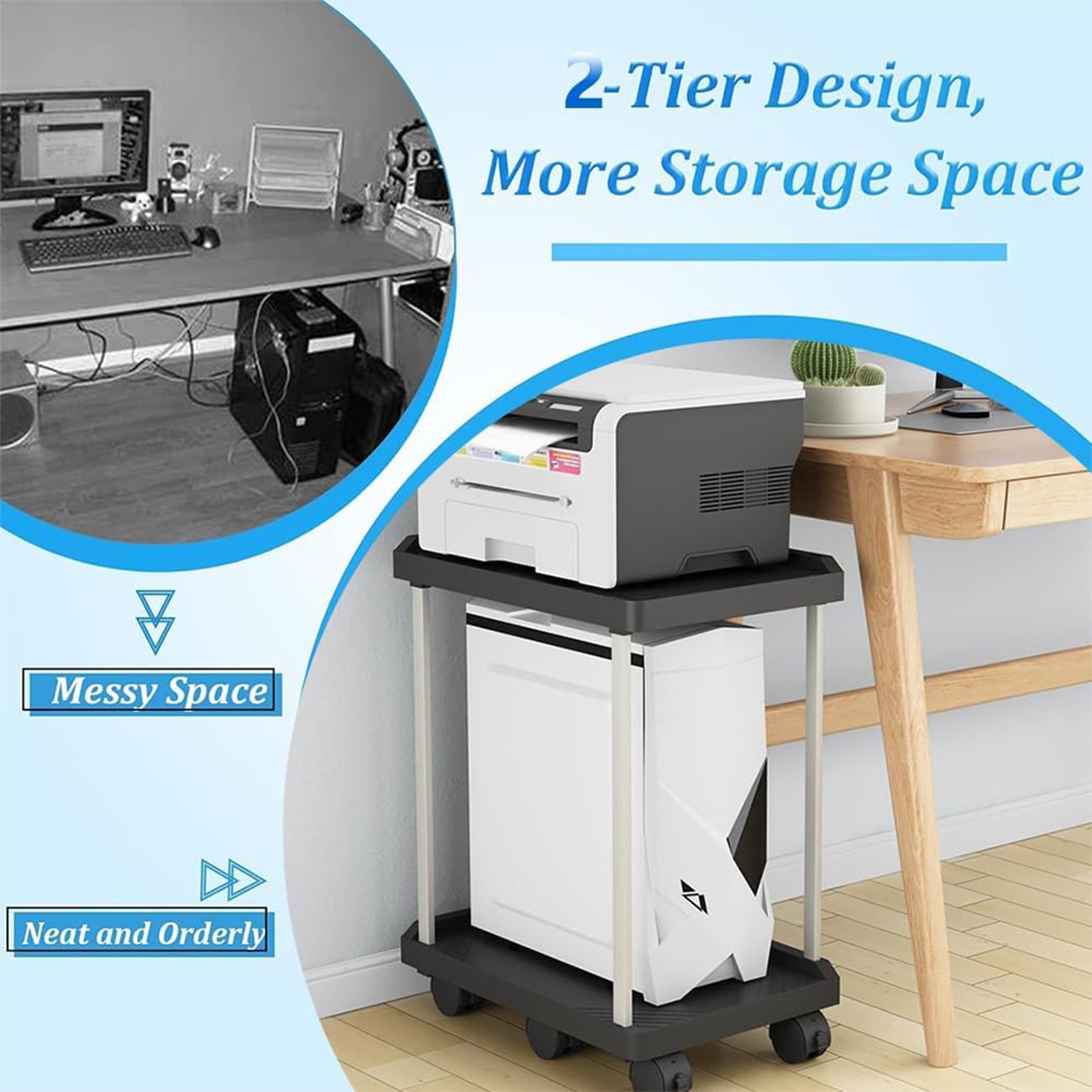 Suport unitate PC, Bedee, Multifunctional, cu 6 roti rotative/blocabile ...