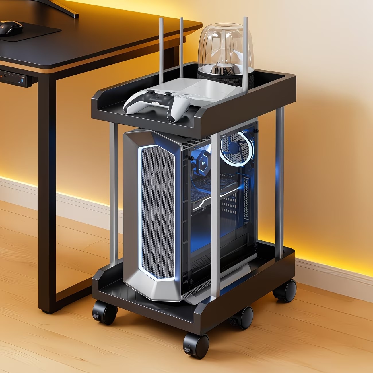 Suport unitate PC, Bedee, Multifunctional, cu 6 roti rotative/blocabile ...