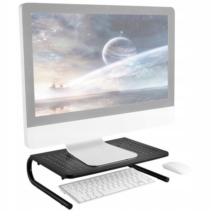 Стойка за монитор RICOO FS082-B, 370x235x100mm, стойка за лаптоп, капацитет 20кг, модерен дизайн
