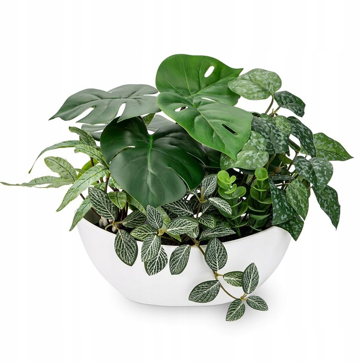 Plante artificiale, 30cm, donica alba, decorativa, set de plante pentru interior