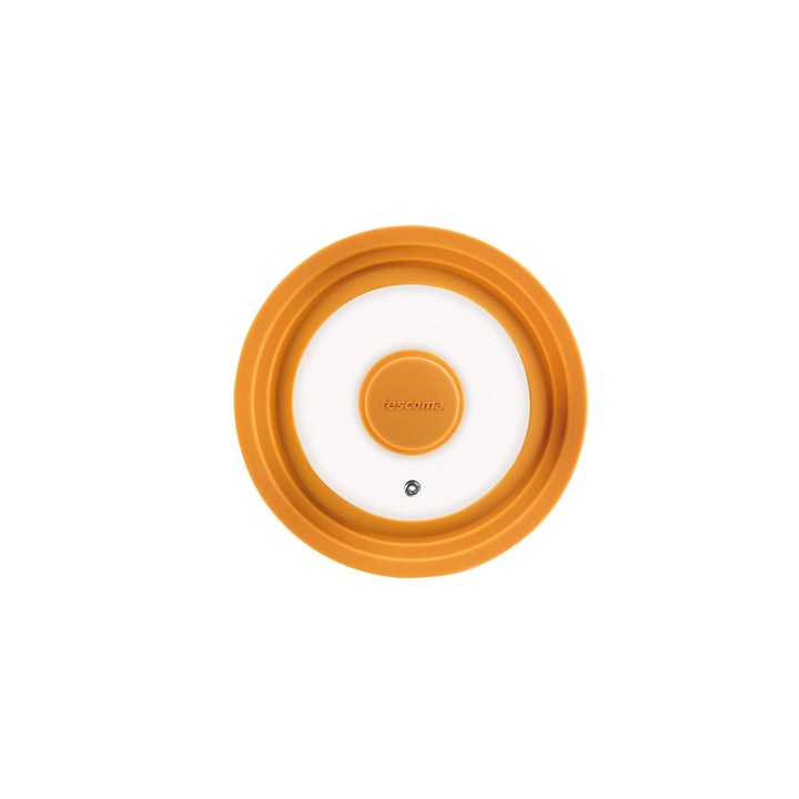 Capac vase pentru gatit, Tescoma, Unicover, sticla, portocalie, rezistent la temperaturi pana la 200°C