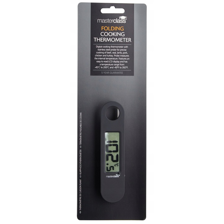 Termometru digital pentru carne Masterclass, senzor pliabil, negru, -45x200°C