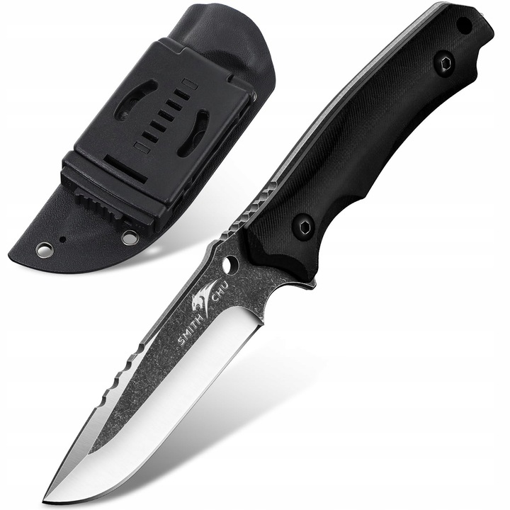 Cutit de supravietuire Smith Chu, D2, 10x5cm, cu teaca Kydex, design ergonomic, antiderapant