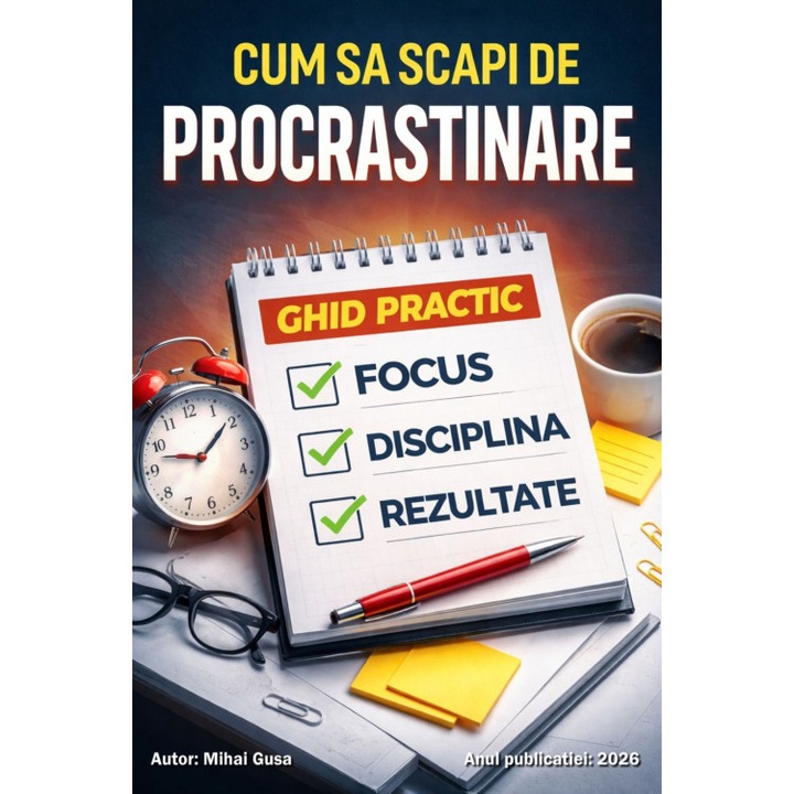 Ebook - Cum sa scapi de procrastinare - Ghid Practic pentru focus, disciplina si rezultate, 173 pagini, limba romana