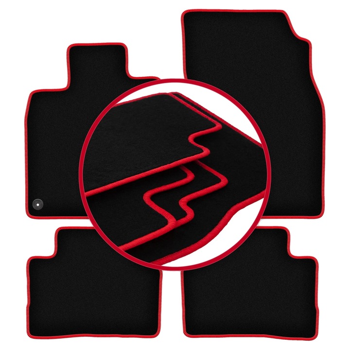 Covorase auto, fibra sintetica, montare sigura, negru, pentru Nissan Qashqai II J11