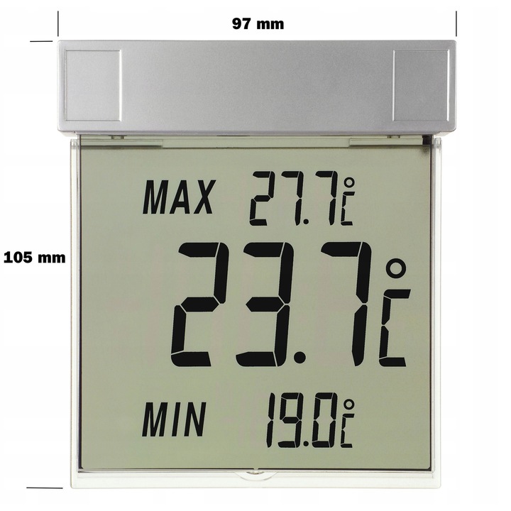 Termometru digital TFA Vision, exterior, montare adeziva, -25...+70°C, 2,3x10,5x9,7cm, plastic