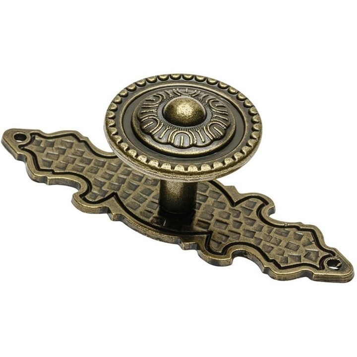 Set 3 x Buton cu Sild Model Voluta, Finisaj Antic Auriu