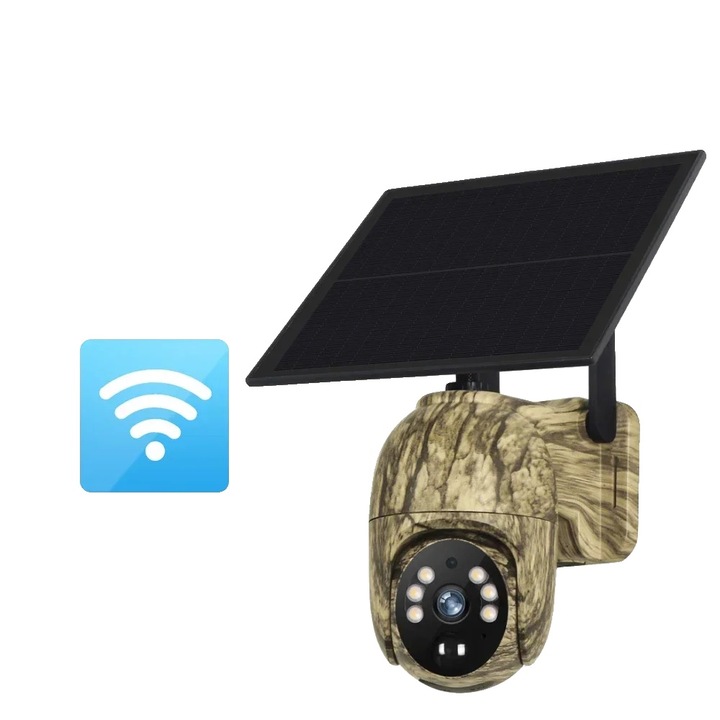 Camera de supraveghere, solara, conectivitate 4G, detectie miscare, viziune nocturna color, WiFi Cam fara card