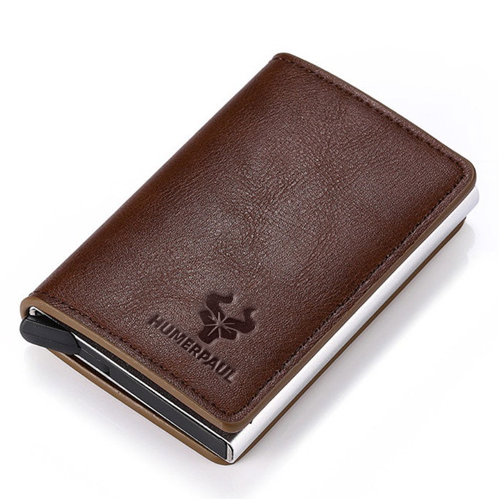 Humerpaul férfi bőr pénztárca, RFID, fekete, 9.7x6x1.2cm