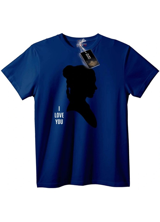 Tricou I Love You Siluetă, Bleumarin