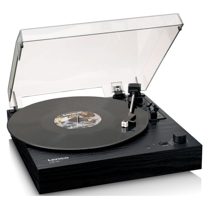 Грамофон, Lenco, LS-15BK, Bluetooth, 33x45 RPM, черен, 325x105x325мм