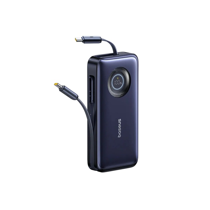 Acumulator extern Baseus EnerCore CR11 E0027J00, 2 Cabluri retractabile USB Type-C, 20000mAh, 100W Negru