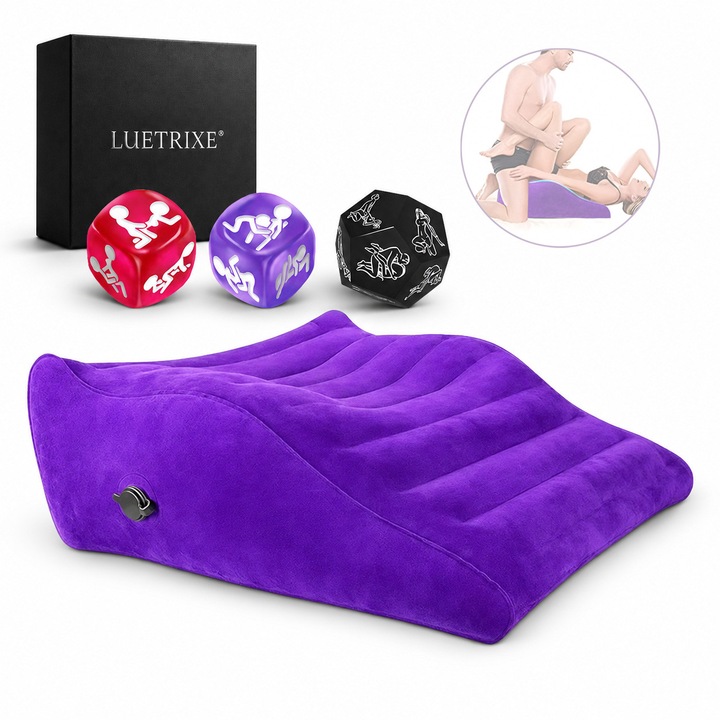 LUETRIXE® felfújható erotikus párna, erotikus kiegészítő felnőtteknek, intim pozíciókhoz, bársonyból, vízálló, lila, maximális teherbírás 150 kg