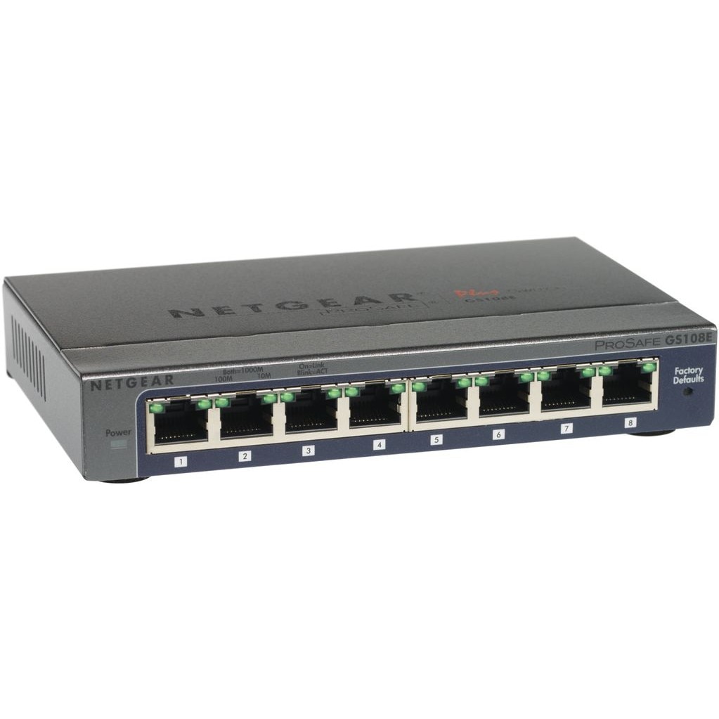 Switch NetGear GS108E, 8 x 10/100/1000 Mbps