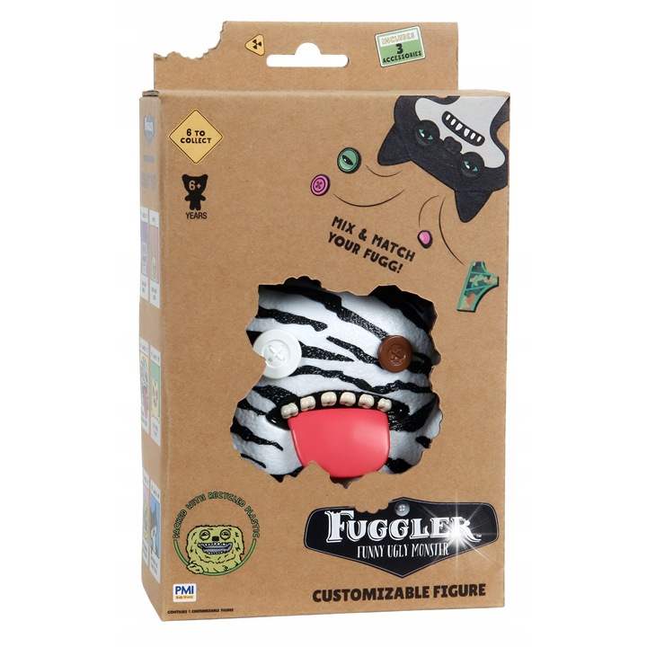 Фигурка Fuggler Oogah Boogah Zebra 11,5 см, персонализирана, многоцветна