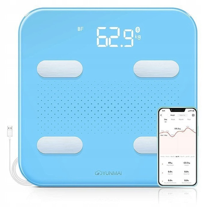 Смарт кантар за тяло Yunmai S M1805, син, 180кг, Bluetooth