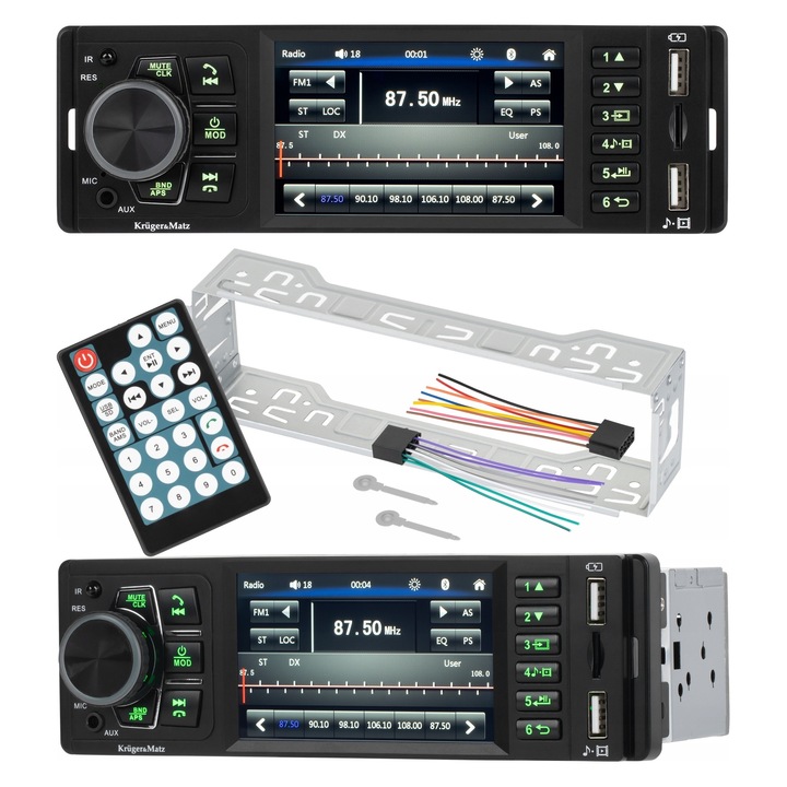 Kruger&Matz KM2015 autórádió Bluetooth 4" USB microSD 1DIN